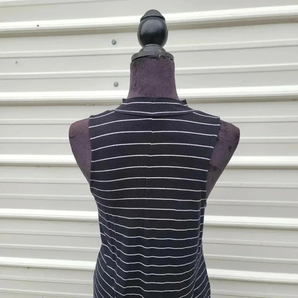 Aero Seriously Soft Womens Black White Striped Sleeveless Dress Mock Neck M - Picture 6 of 9